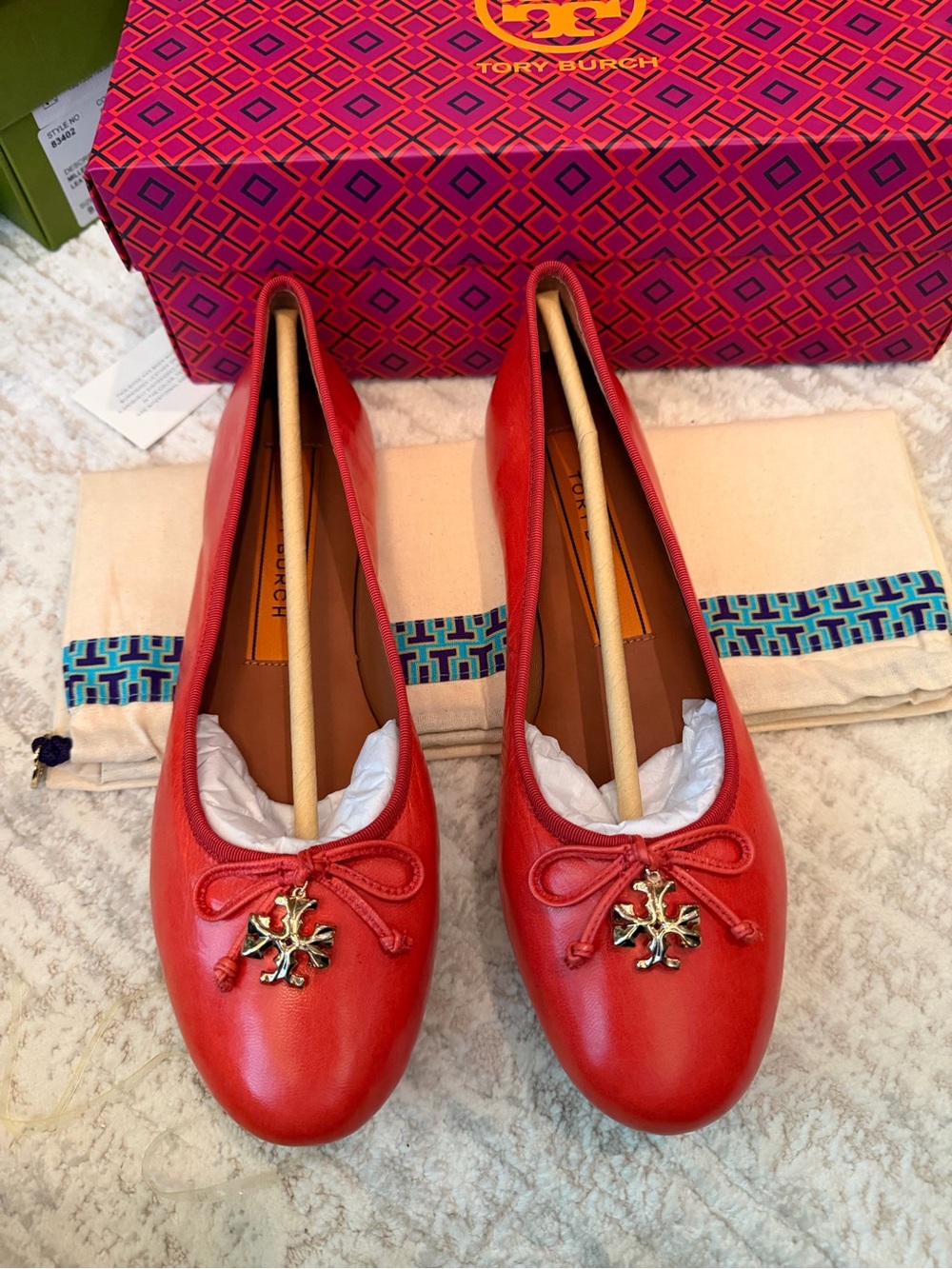Tory Burch Ballet Flats with Logo Charm